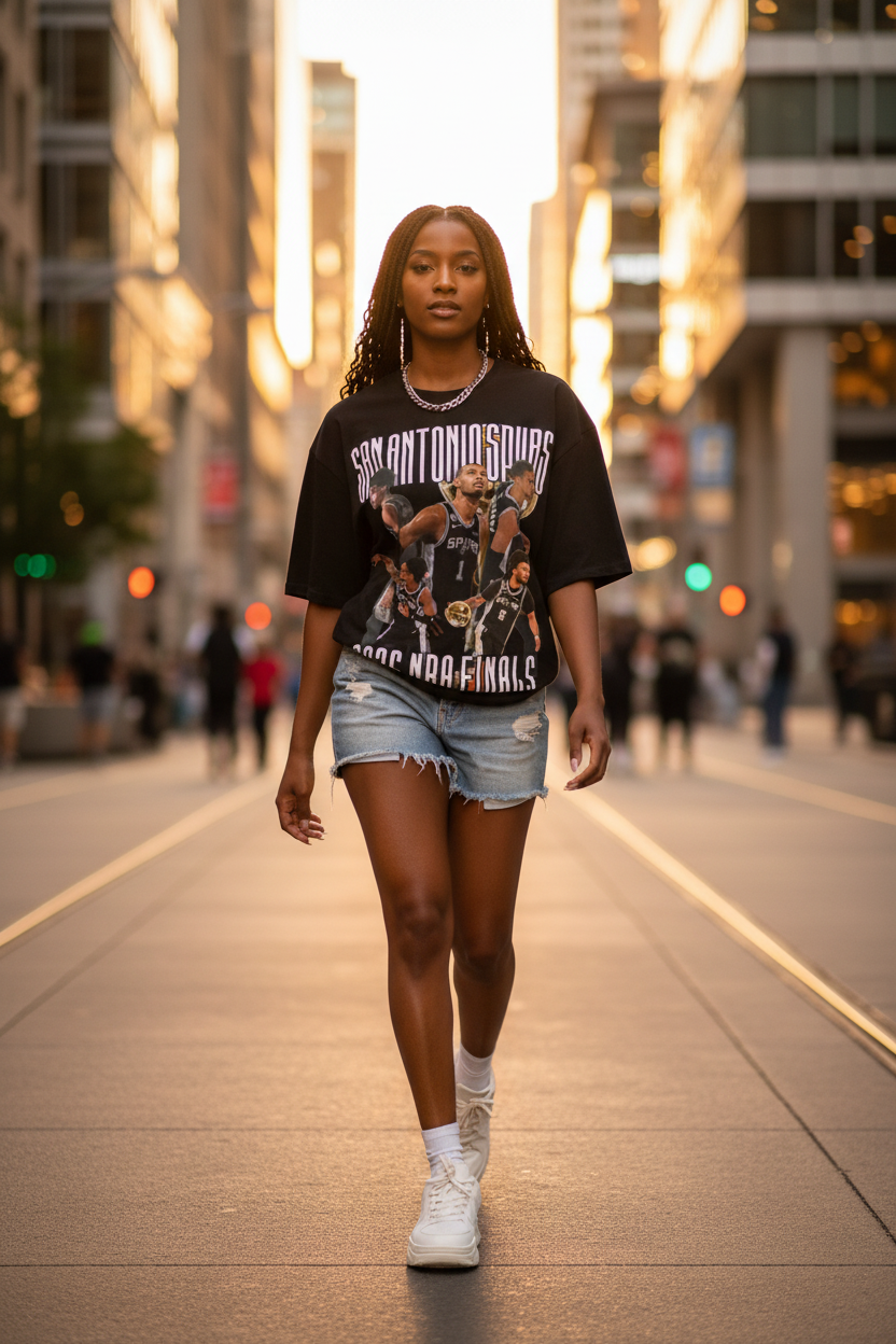 2026 NBA FINALS Spurs X ELINE Oversized cotton t-shirt